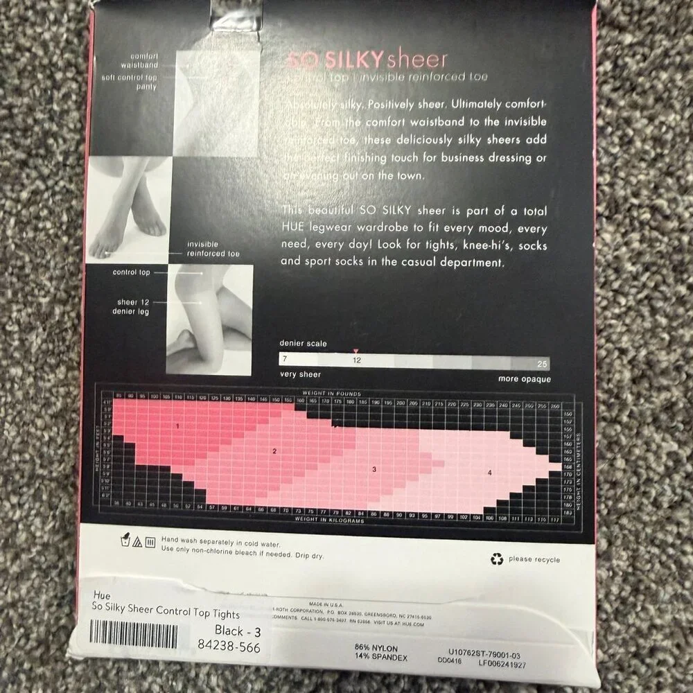 HUE So Silky sheer tights, black color, NWT, size 3